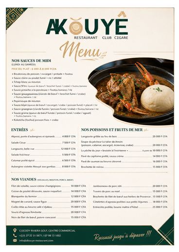 Restaurant menu, page 1